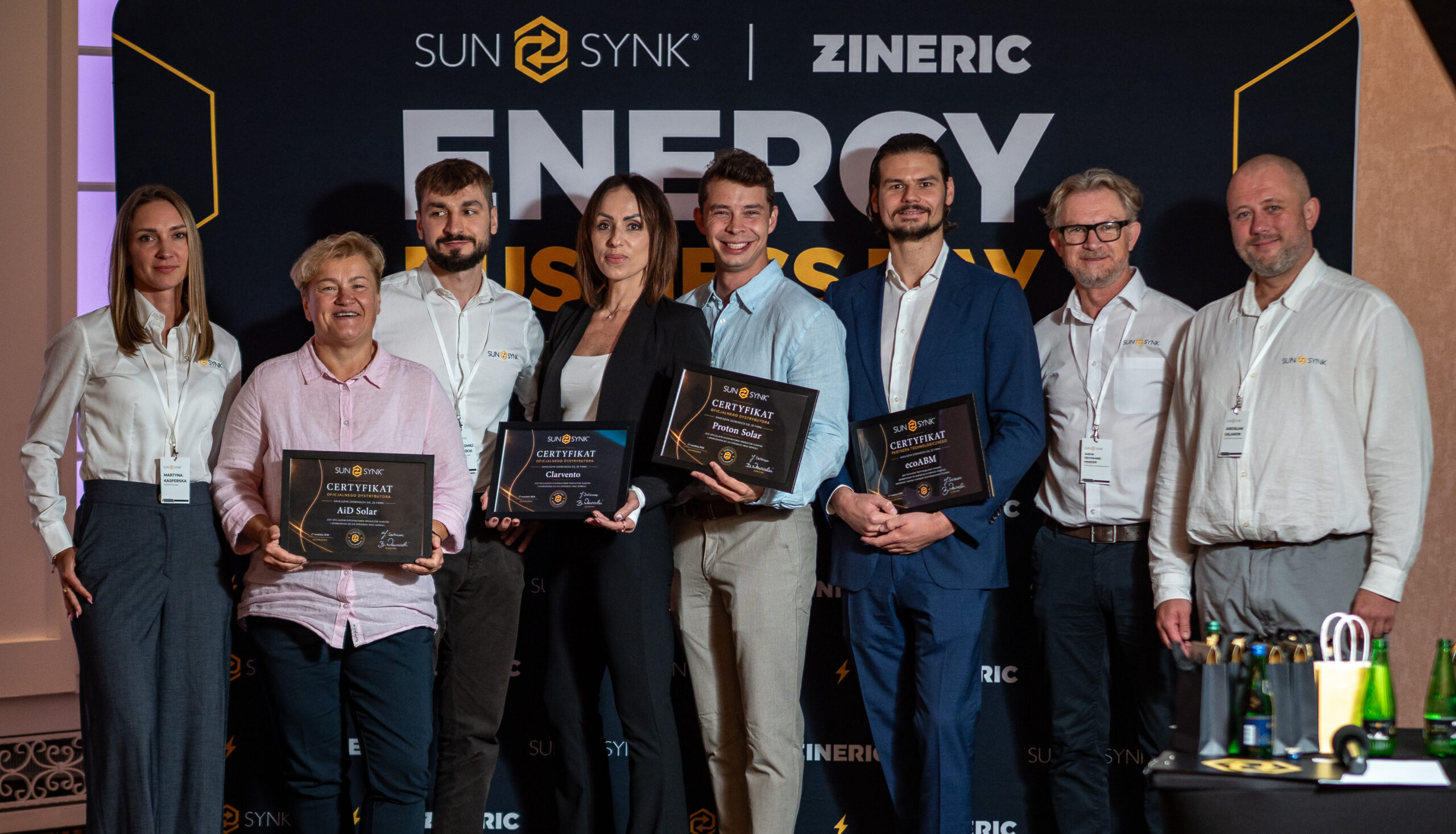 Certificate from Sunsynk recognizing ecoABM cooperation